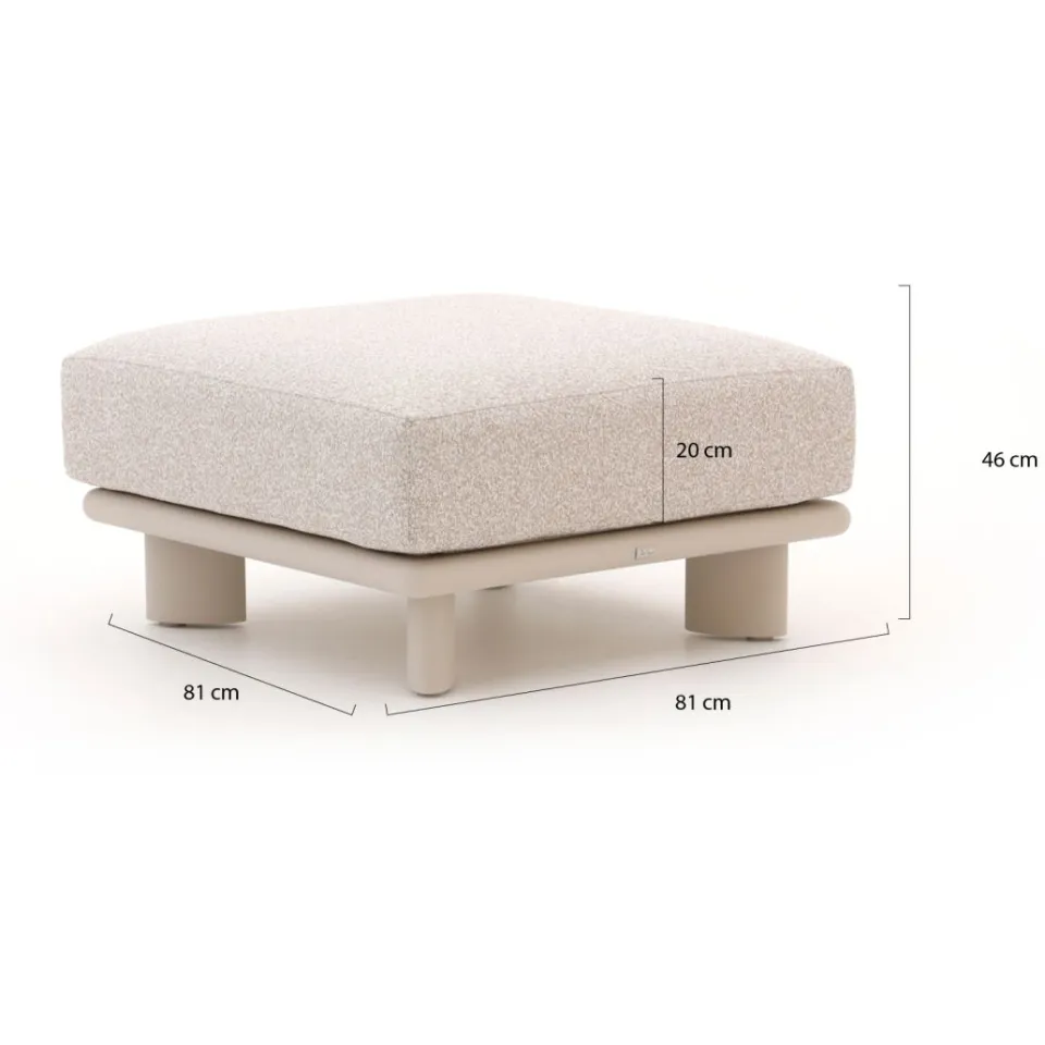 Bellagio tuinmeubelen Bellagio Battuello lounge voetenbank 81x81x46cm taupe, foto 2