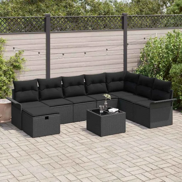 vidaXL Tuin Sofa Set 9 st Poly riet zwart