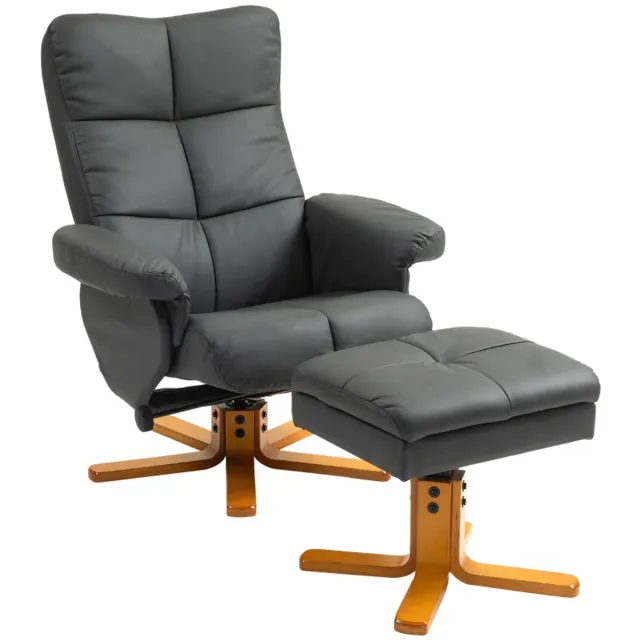 ZYLARO Relaxfauteuil met Voetenbank - 360° Draaibaar - Kantelbaar tot 145° - Verstelbare Rugleuning - tot 120 kg - Relaxstoel - TV Stoel - Loungestoel - Kunstleer - Donkergrijs