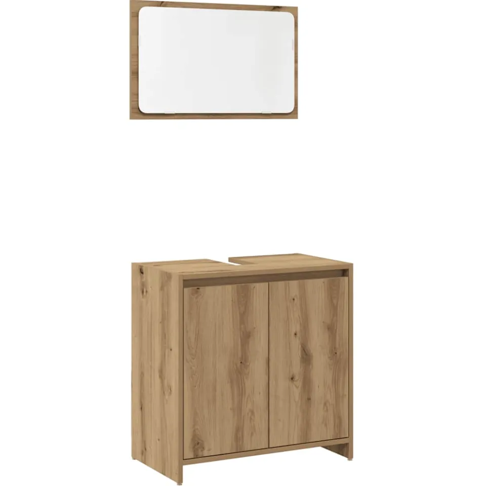vidaXL 2-delige Badkamermeubelset bewerkt hout artisanaal eikenkleur, foto 3