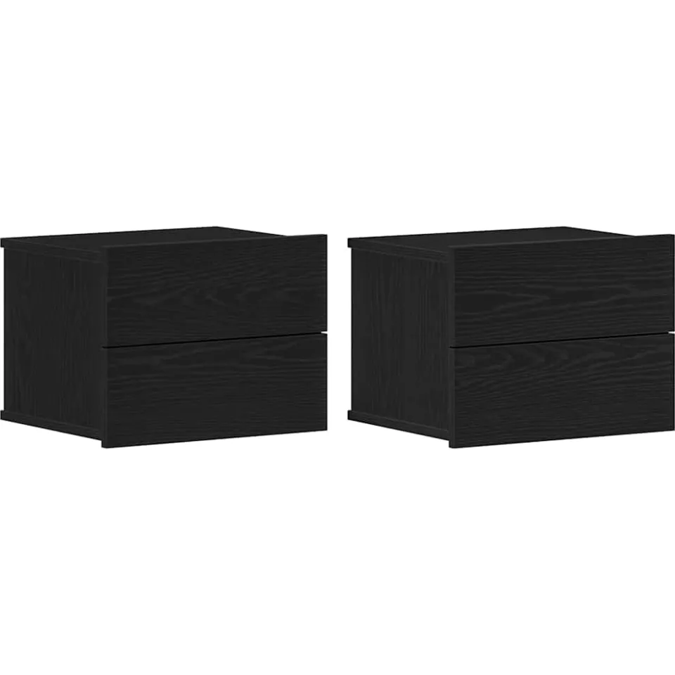 vidaXL Nachtkastje 2 st Zwart Eiken 40 x 30 x 30 cm Bewerkt hout, foto 3