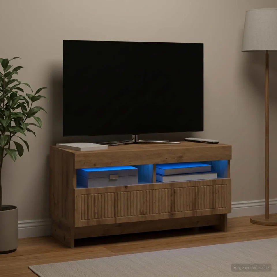 vidaXL LED tv-meubel EDE 81 x 35 x 43 cm Artisanaal eiken, foto 4