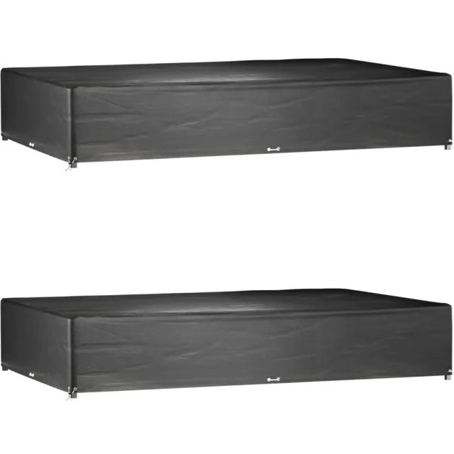 vidaXL Tuinmeubelhoezen 2 st 16 oogjes rechthoekig 325x205x60 cm Zwart