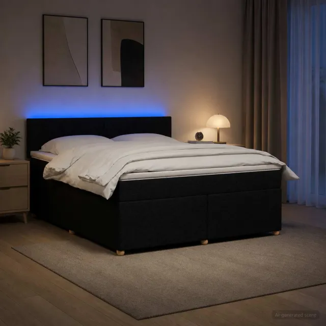 vidaXL Boxspringbed met matras met hoofdeinde Zwart 160 x 200 cm Stof