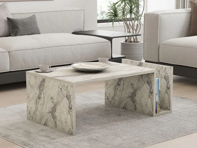 Mobistoxx Salontafel MEMORY 87 cm wit marmer