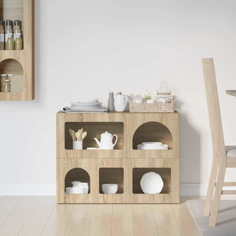 vidaXL Dressoir ELST Sonoma Eiken 80,5 x 35 x 59 cm Bewerkt hout, foto 4