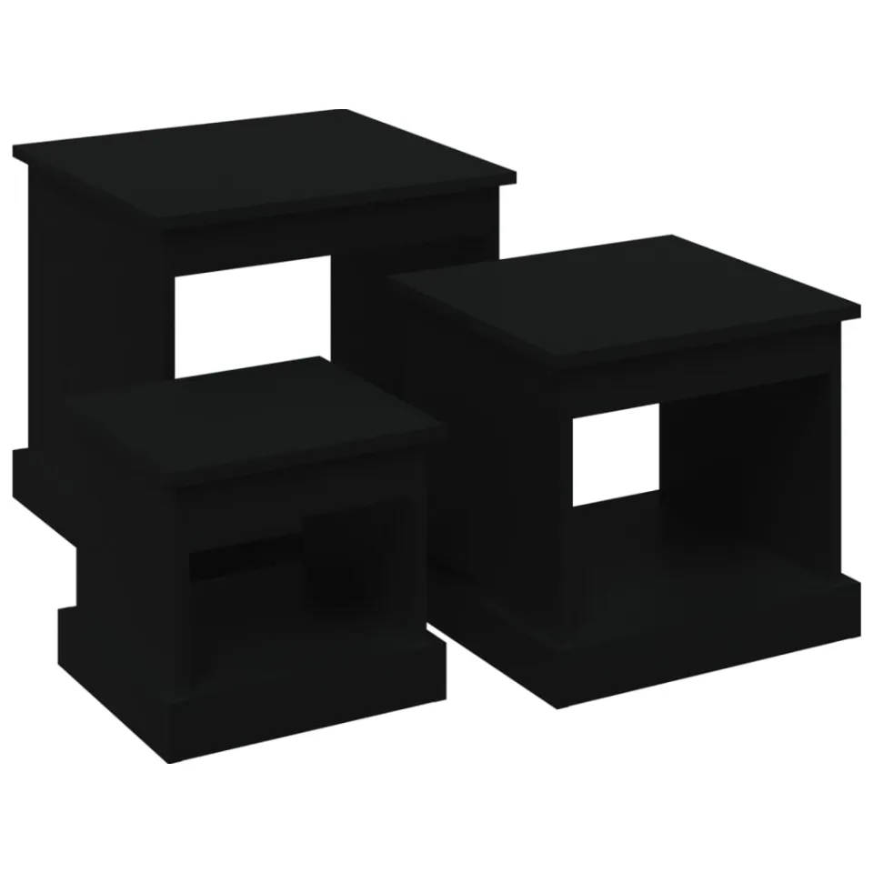 vidaXL 3-delige Salontafelset bewerkt hout zwart, foto 4