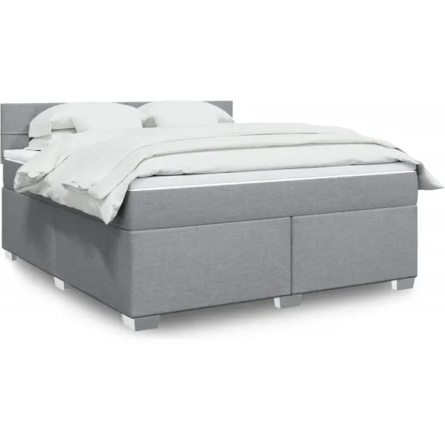vidaXL Boxspring met matras stof lichtgrijs 180x200 cm grijs