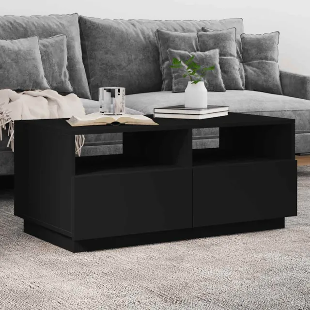 vidaXL Salontafel met LED-verlichting 90x49x40 cm zwart, foto 2