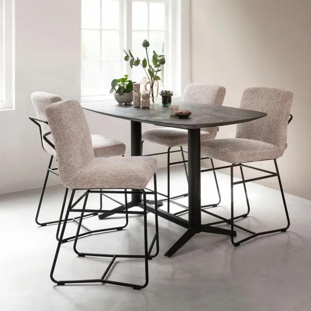 DTP Home Bartafel 'Soho' Deens ovaal, Betonlook, 160 x 90cm Zwart