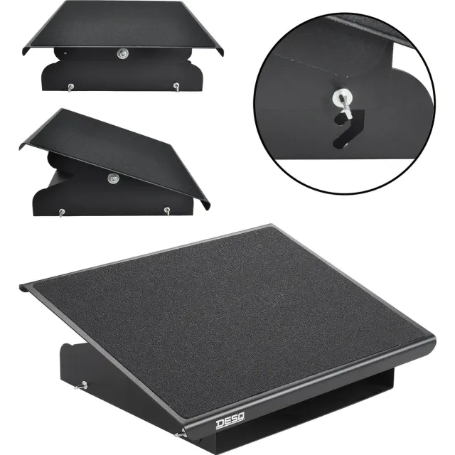 Desq Voetensteun 60078 | 3 Hoogte standen | 0-30° | Metaal | Heavy Duty | Rubberen Antislipmat | Zwart