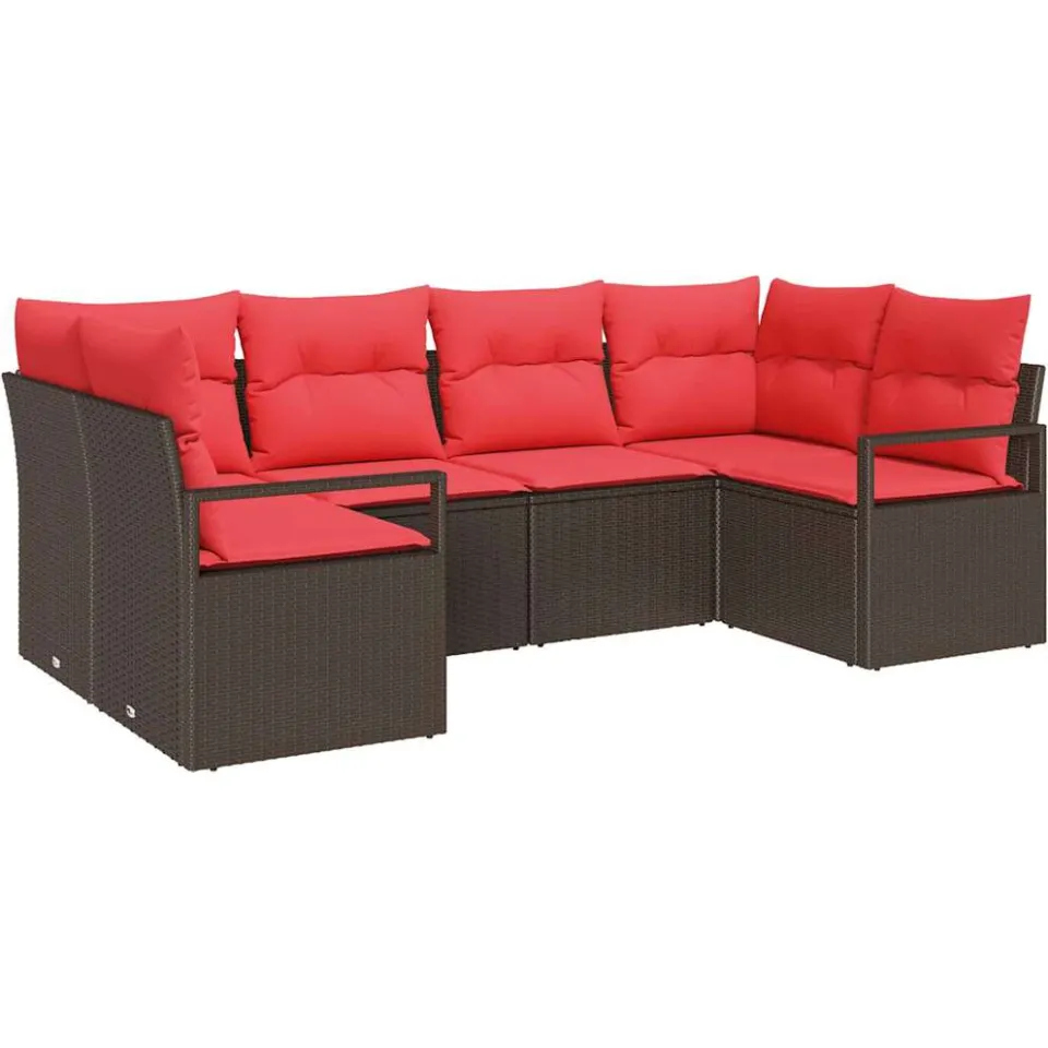 vidaXL Bankstel 6 st Bruin [Synthetisch]: Poly Rattan