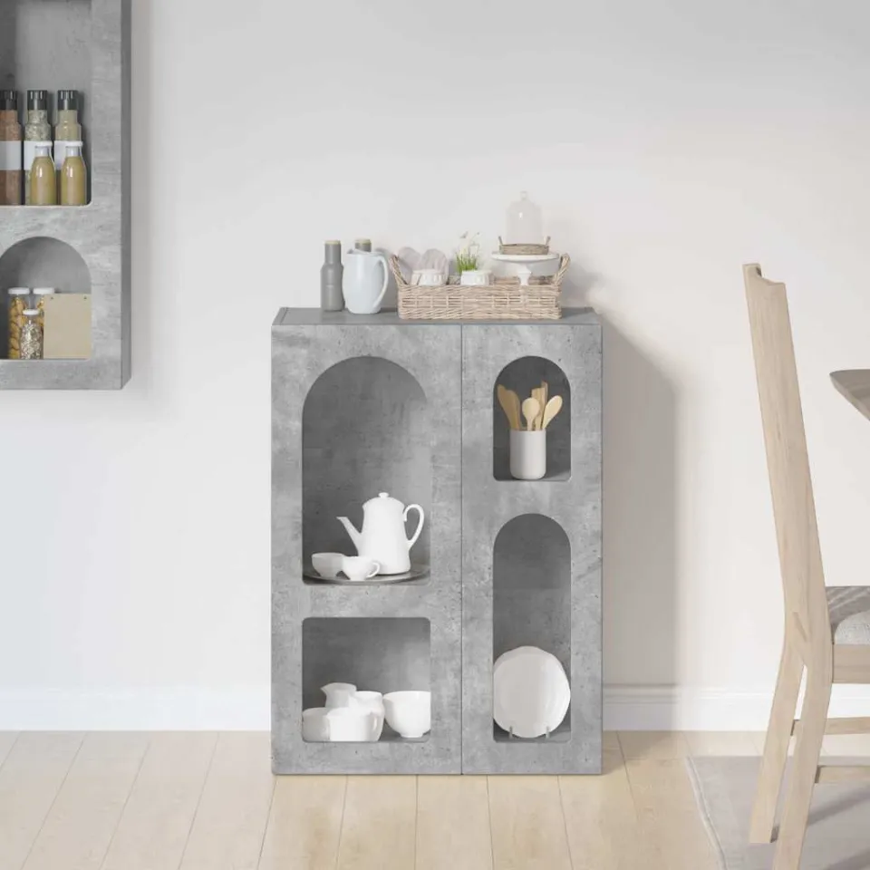 vidaXL Dressoir ELST Beton Grijs 59 x 35 x 80.5 cm Bewerkt hout, foto 4
