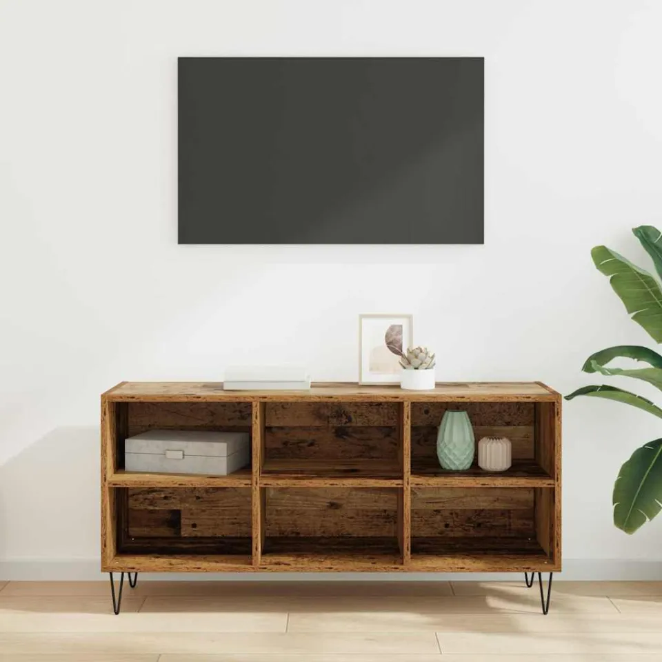 vidaXL TV-kast 103,5 x 30 x 50 cm Oud Hout Bewerkt hout bruin, foto 4