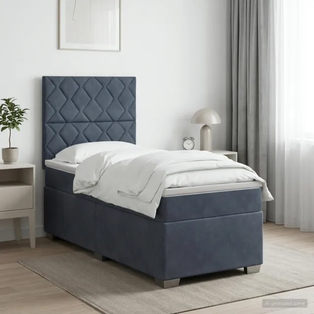vidaXL Boxspring Bed met Matras en LED Donkergrijs 90 x 190 cm Fluweel