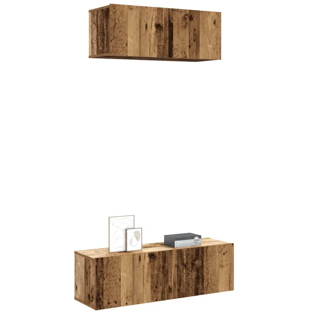 vidaXL 2-delig Tv-meubelset wandmontage bewerkt hout oud houtkleurig Bruin