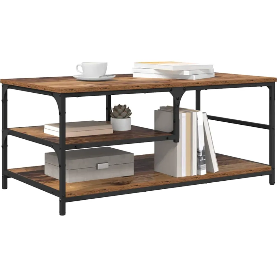 vidaXL Salontafel Oud Hout 90 x 49 x 40 cm Bewerkt hout Bruin