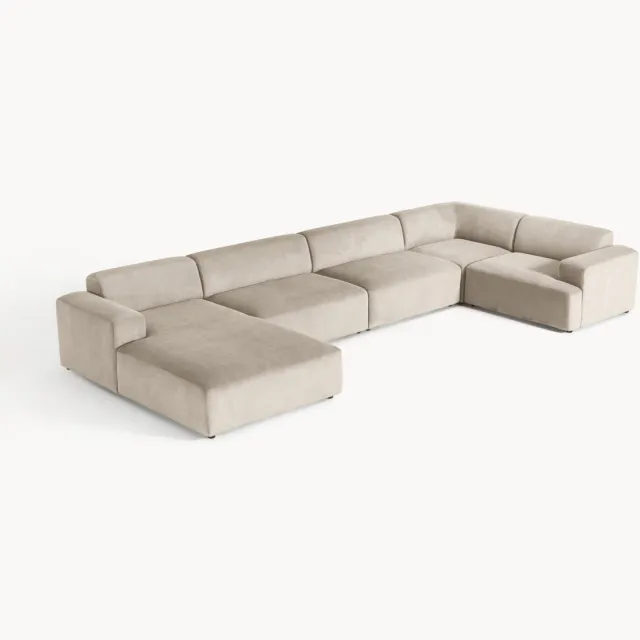 Westwing Collection XL hoekban Melva van corduroy Beige