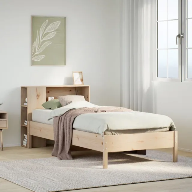 vidaXL Bed met boekenkast zonder matras massief grenenhout 75x190 cm bruin
