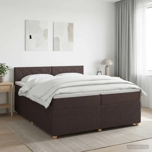 vidaXL Boxspringbed met matras Donkerbruin 200 x 200 cm Stof