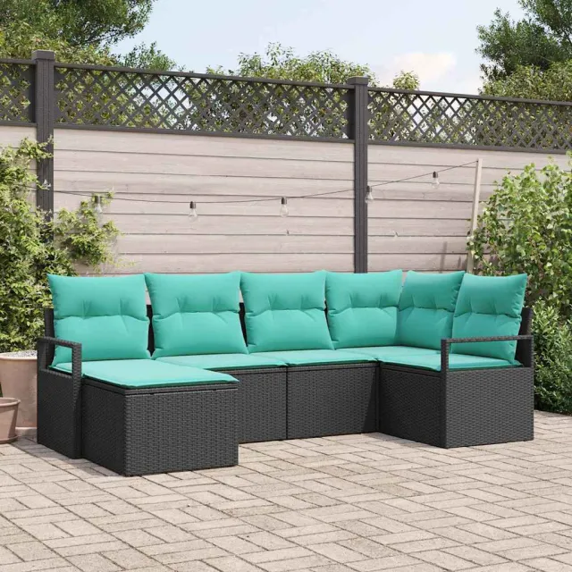 vidaXL Bankstel 6 st Zwart poly rattan, foto 2
