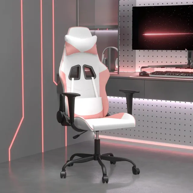 vidaXL Gamestoel kunstleer wit en roze, foto 2