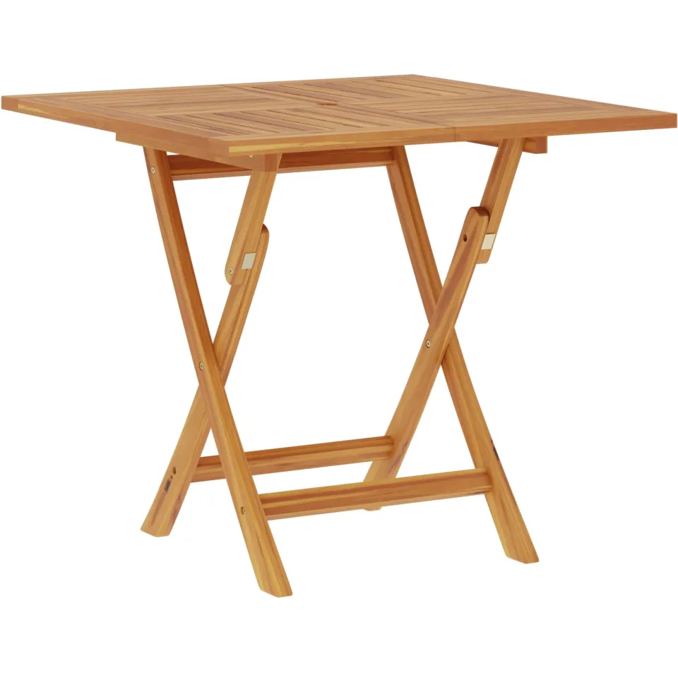 vidaXL Vouw Tuin Tafel Naturel 90 x 90 x 75 cm Massief Teakhout Bruin