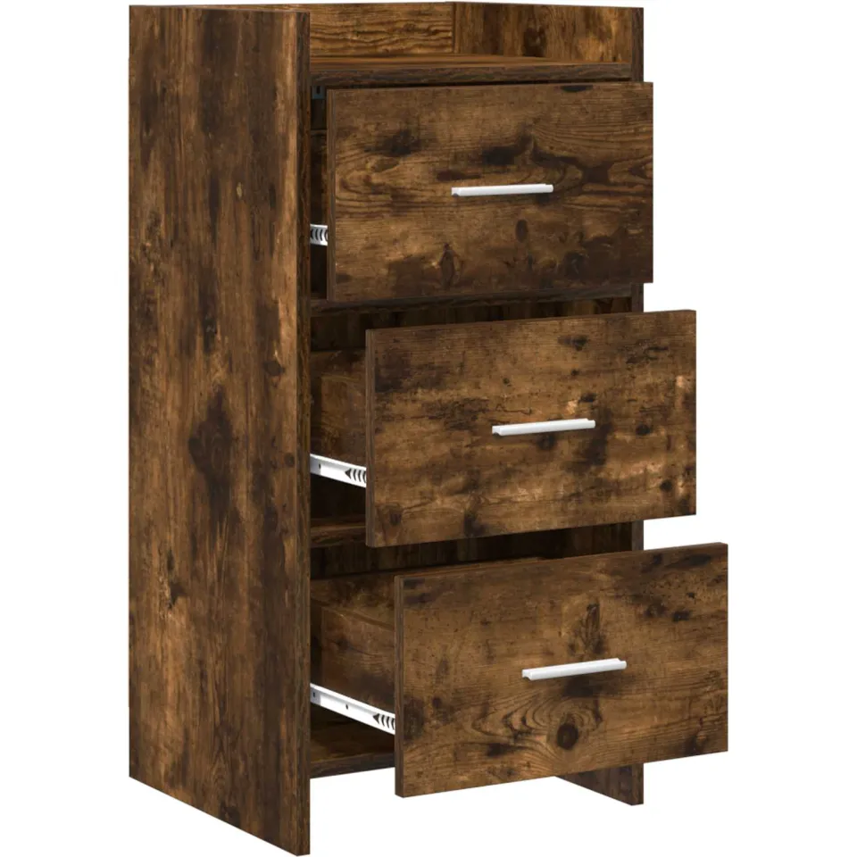 vidaXL Dressoir Gerookt eiken 40 x 36 x 80 cm Bewerkt hout, foto 3