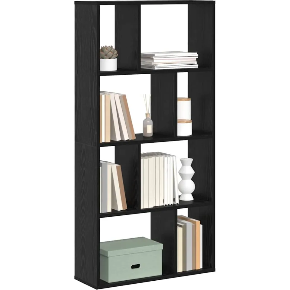 vidaXL Boekenkast 8-laags 72 x 20 x 120,5 cm Bewerkt hout Zwart Eiken