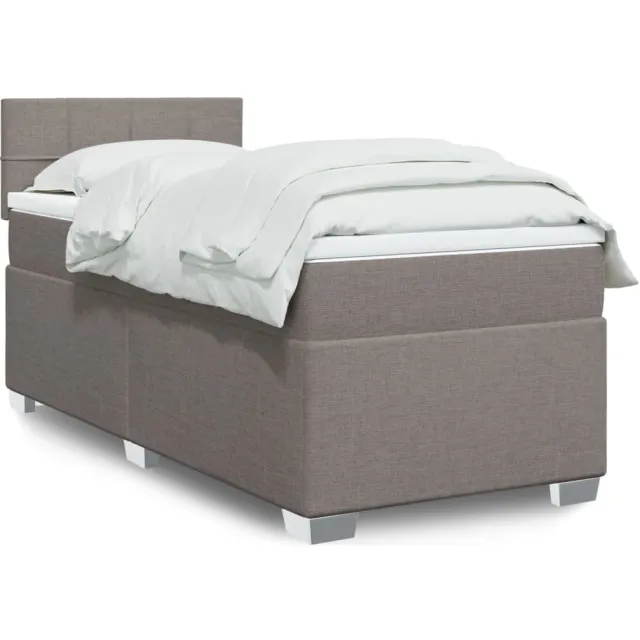 vidaXL Boxspring met matras stof taupe 100x200 cm