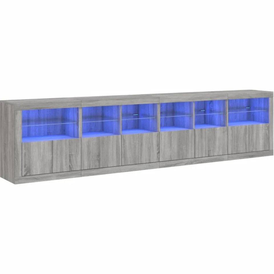 vidaXL Dressoir met LED-verlichting 283x37x67 cm grijs sonoma eiken, foto 3