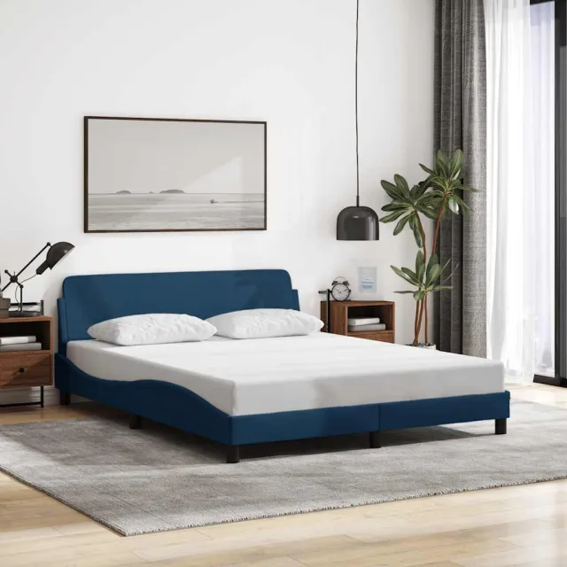 vidaXL Bedframe met hoofdeinde "Dover" 160x200 cm stof blauw