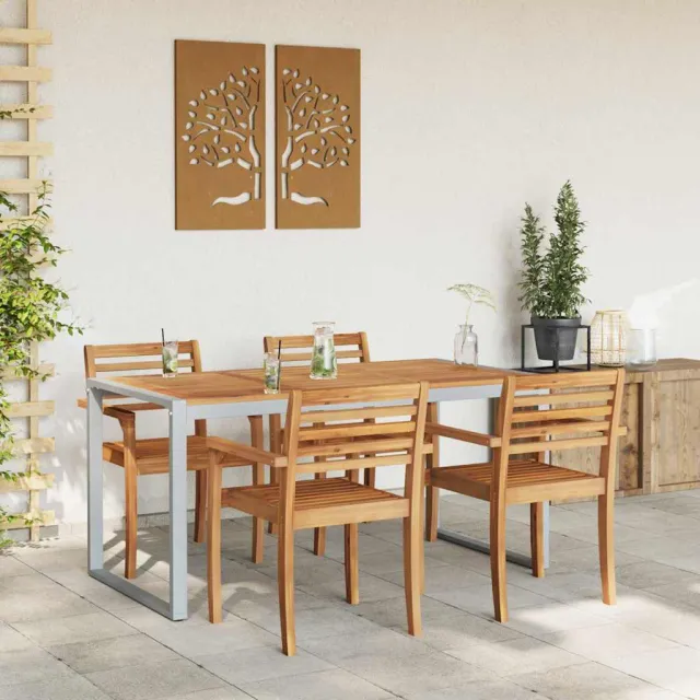 vidaXL Tuinstafel Grijs 160 x 80 x 75 cm Massief Acaciahout, foto 2