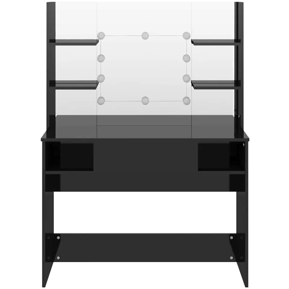 vidaXL Kaptafel met LED-verlichting 100x40x135 cm MDF glanzend zwart