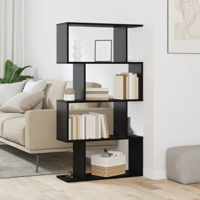 vidaXL Boekenkast 4-laags 70 x 24 x 129 cm Bewerkt hout Zwart Eiken, foto 2
