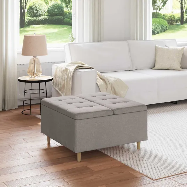 vidaXL Ottoman met Opbergruimte Donkergrijs 80 x 80 x 45 cm Stof grijs