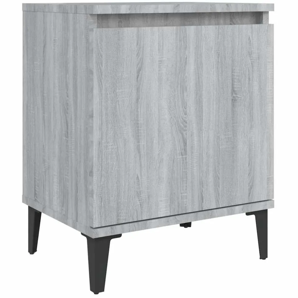 vidaXL Nachtkastje met metalen poten 40x30x50 cm grijs sonoma eiken