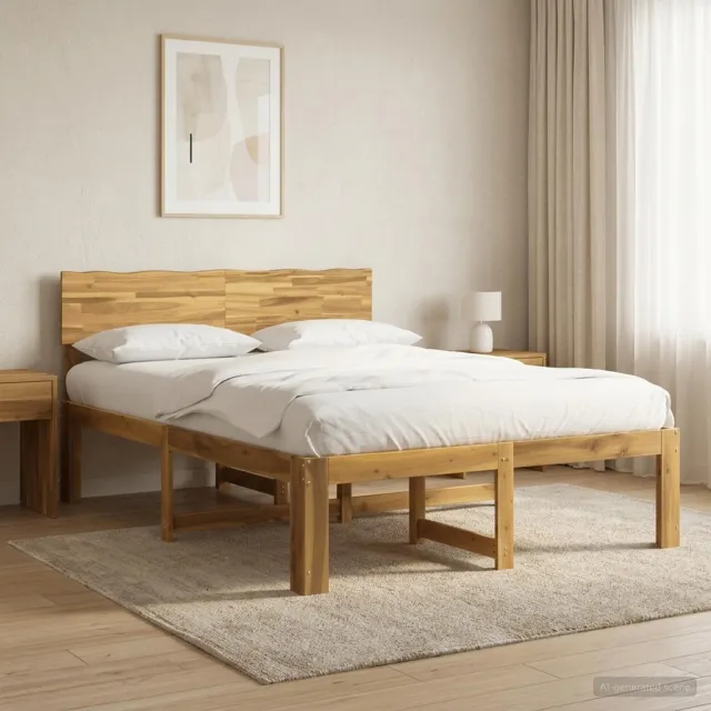 vidaXL Tweepersoonsbed met hoofdeinde ROSTOCK Witgewassen 140 x 190 cm Bruin