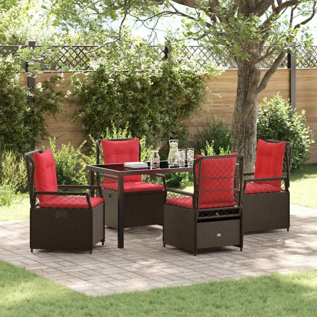vidaXL Tuin eettafelset 5 st Bruin poly rattan, foto 2