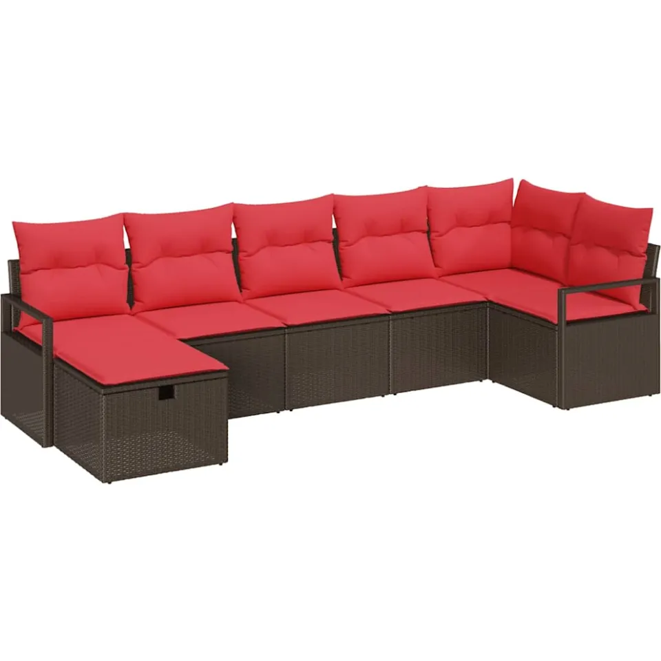 vidaXL Bankstel 4 st poly rattan Bruin