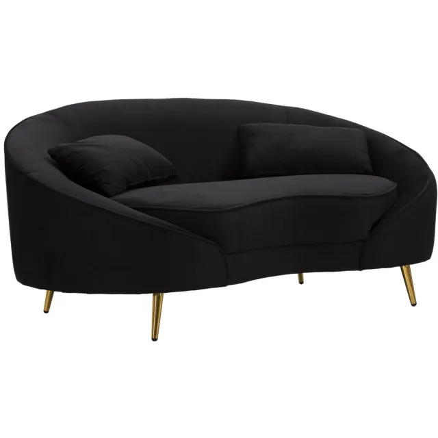 Mauro Ferretti Bank 2 Seaters Oslo With Cushions Black 148×84×68 cm Zwart Ang Goud