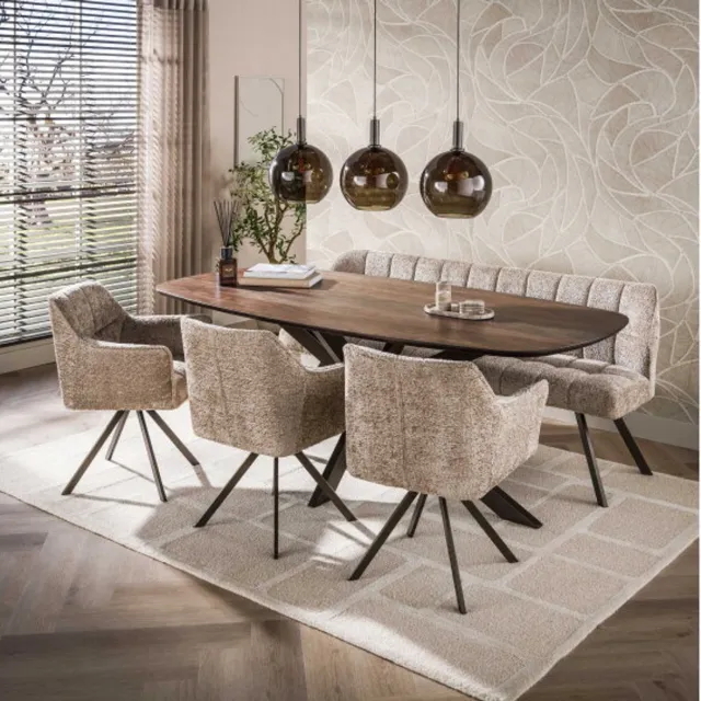Meubelplaats Eettafel Kopenhagen deens ovaal 215x105x77 cm - acaciahout - bruin