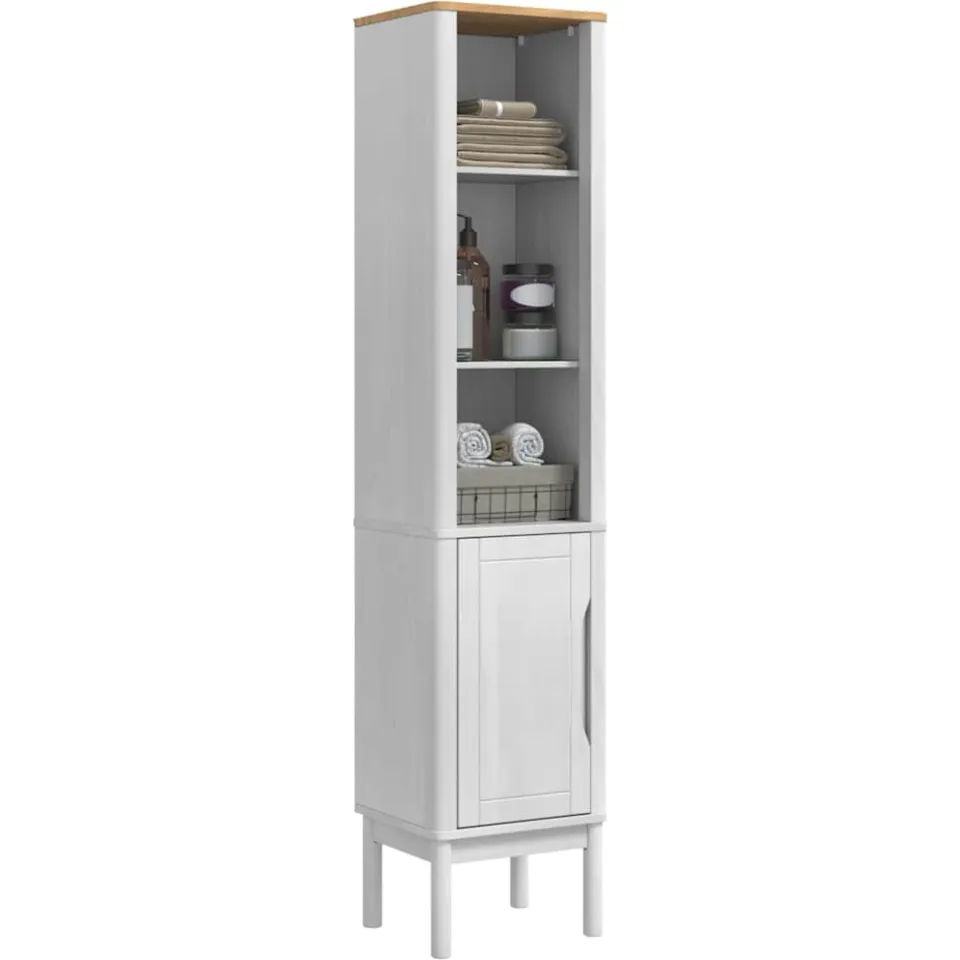 vidaXL Hoge badkamerkast FLORO Wit 35 x 30 x 160 cm Massief Vurenhout
