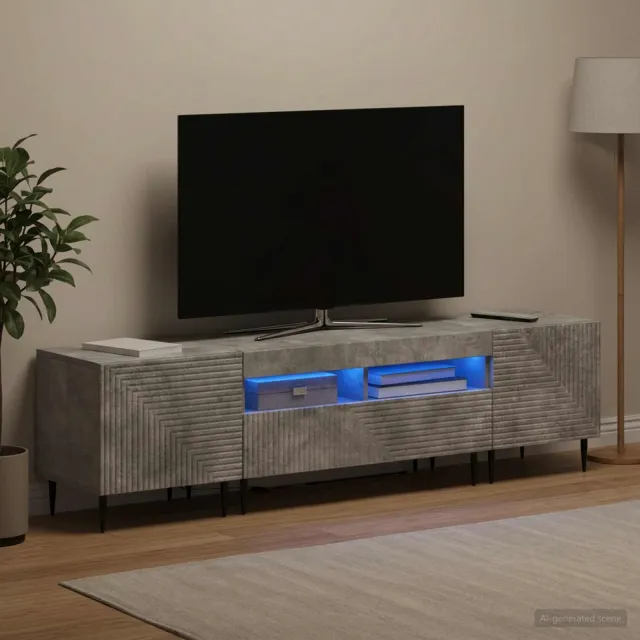 vidaXL 3-delige LED TV-kast Betongrijs Bewerkt hout grijs, foto 2