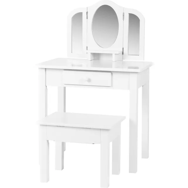 VDD Kaptafel met krukje - opmaaktafel kinderkamer - met spiegels - wit