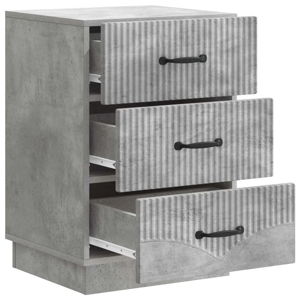 vidaXL Nachtkastje met lade Betongrijs 43 x 41 x 63,5 cm Bewerkt hout grijs, foto 3