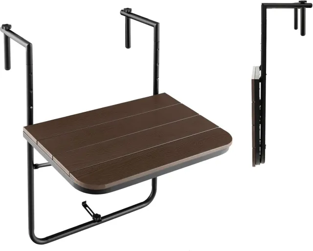 Lexium Store Lexium Balkontafel hangend - Balkontafel Inklapbaar – Hangtafel balkon – Hangend Balkonbar - Balkontafels Opklapbaar Hangtafel – Ophangbaar Voor aan het Balkon – Vouwtafel Wandtafel Inklapbare Tafel – Bijzettafel – Buiten Tafeltje Klaptafel Bruin