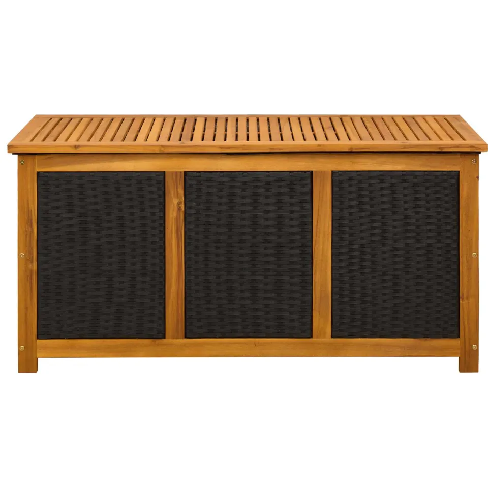 vidaXL Tuinopslagdoos 185 L Massief Acaciahout 113 x 50 x 56 cm Zwart, foto 4