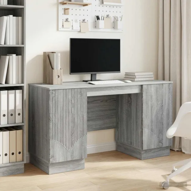 vidaXL Bureau Grijs sonoma 142,5 x 50 x 75 cm Bewerkt hout, foto 2