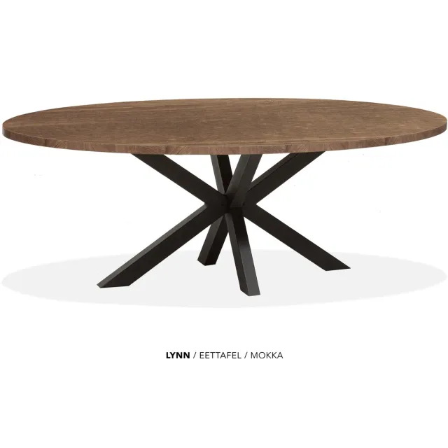 Maxfurn Lynn - Ovale eettafel Lynn | Zeer krasvast | Kleur: Mokka | Afm. 180x102cm Natuurlijk eiken
